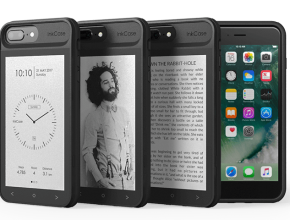 inkcase e-ink achterop iphone