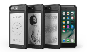 inkcase e-ink achterop iphone